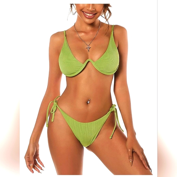 ZAFUL Women's Leopard Print Underwire High Cut Triangle Bikini Set Swimsuit - Picture 2 of 6